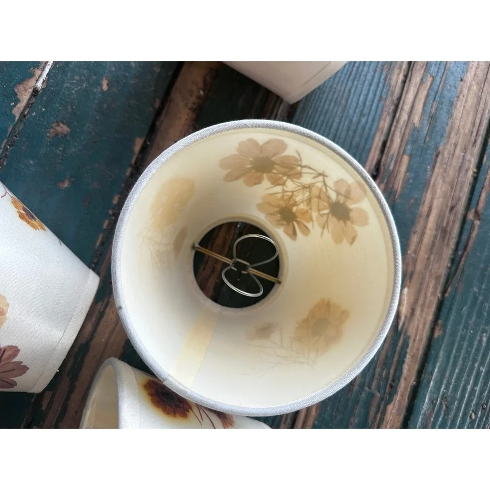 Vtg Floral Clip On Chandelier Lamp Shades Set of 5 Botanical Dried Flower 4in